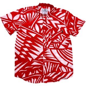 Switch Remarkable Mens Sz Small Red White Short Sleeve Button‎ Up Shirt Top NWT